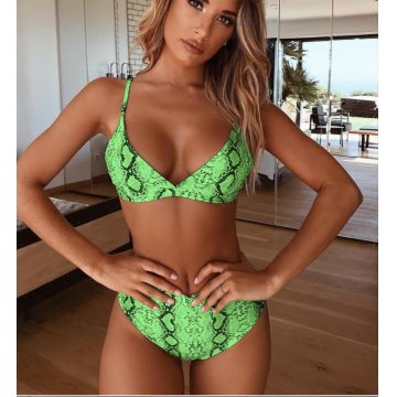 Costum de baie doua piese Crazy Print verde