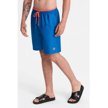 Pantaloni scurti de baie cu model uni si snur de ajustare in talie