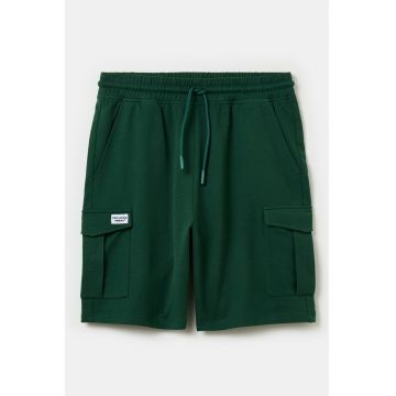 Pantaloni scurti cargo de bumbac cu snur in talie