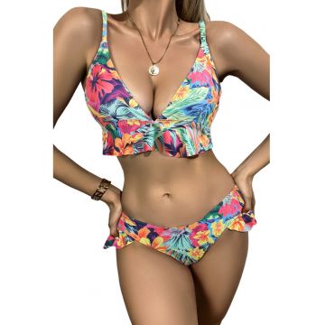 Costum de baie dama - 2 piese - model fashion summer vibe cu flori - EFAYN