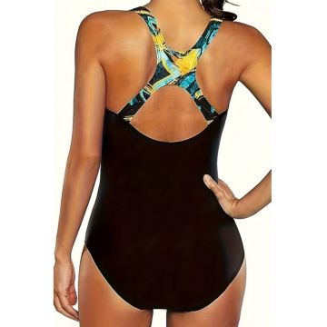 Costum de baie dama - o piesa - model sport cu bretele in X la spate - chilot decupaj clasic - tematica swim free - EFAYN