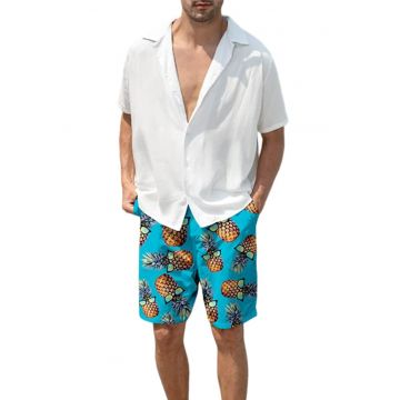 Pantaloni scurti de baie tip sort - barbati - imprimeu ananas amuzant - model cool summer - uscare rapida - EFAYN