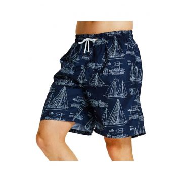 Pantaloni scurti de baie tip sort - barbati - imprimeu barci sailing - model sailing life - uscare rapida - EFAYN