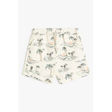 Pantaloni scurti din amestec de in cu imprimeu tropical