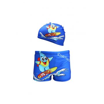 Set pantaloni de baie pentru baieti cu casca asortata - tematica petrecere de vara - model lumea acvatica - EFAYN