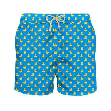 Boy light fabric swim shorts with ducky print 6 years