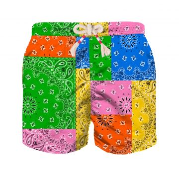 Boy swim shorts with multicolor bandanna print 4 years