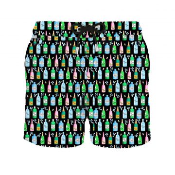 Man light fabric swim shorts with champagne print l