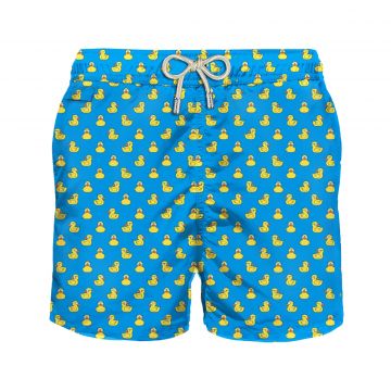 Man light fabric swim shorts with ducky print xl