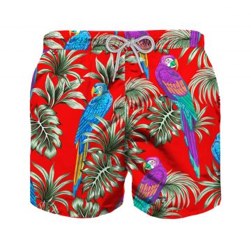 Parrots all over print man's light swim trunks s