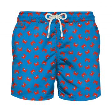 Red crab micro print light fabric swim shorts l