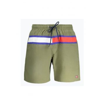 Pantaloni scurti barbati pentru inot cu logo si croiala Regular fit - Verde