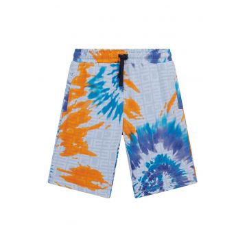 Bermude cu model tie-dye si talie ajustabila