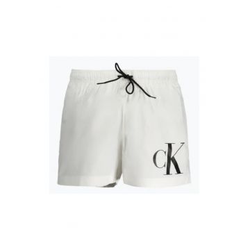 Pantaloni scurti barbati pentru inot cu logo si croiala Regular fit - KM0KM01015 - Alb