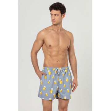 Pantaloni scurti de baie cu buzunare si model Pantaloni scurti de baie cu buzunare si model