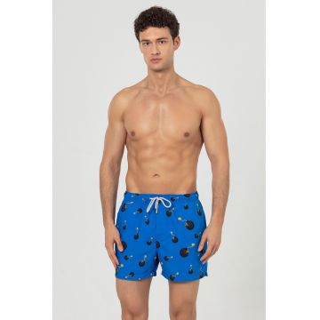 Pantaloni scurti de baie cu buzunare si model Pantaloni scurti de baie cu buzunare si model