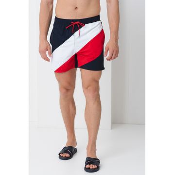 Pantaloni scurti de baie cu logo si talie elastica Pantaloni scurti de baie cu logo si talie elastica