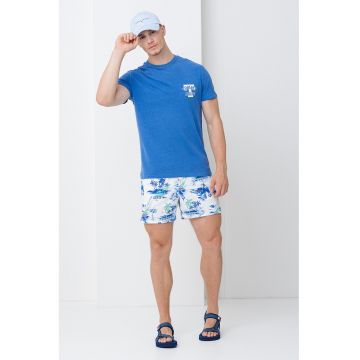 Pantaloni scurti de baie cu model si buzunare laterale Pantaloni scurti de baie cu model si buzunare laterale