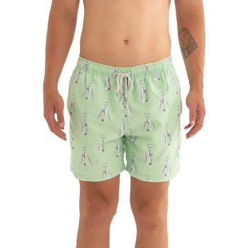Pantaloni scurti de baie cu model si snur Pantaloni scurti de baie cu model si snur