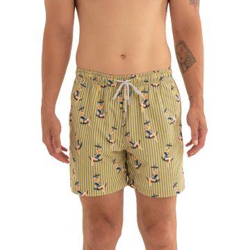 Pantaloni scurti de baie cu model si snur Pantaloni scurti de baie cu model si snur
