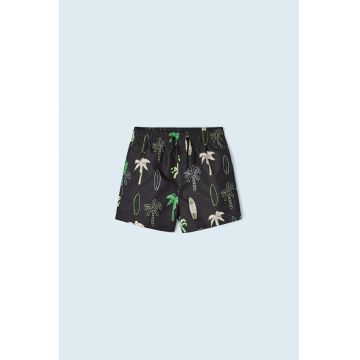 Pantaloni scurti de baie cu model si talie elastica Pantaloni scurti de baie cu model si talie elastica