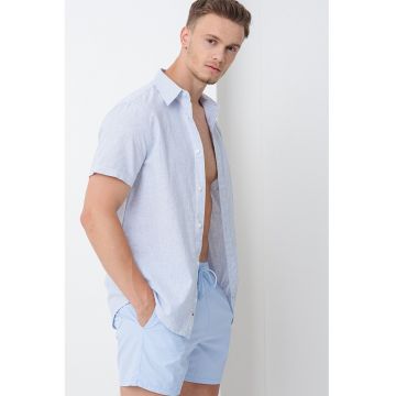 Pantaloni sucrti de baie cu snururi si model uni Pantaloni sucrti de baie cu snururi si model uni
