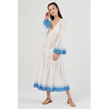 Rochie cu broderie si decolteu in V Rochie cu broderie si decolteu in V