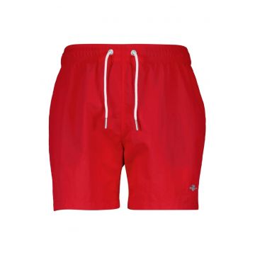 Pantaloni scurti de baie cu model uni si talie ajustabila Pantaloni scurti de baie cu model uni si talie ajustabila