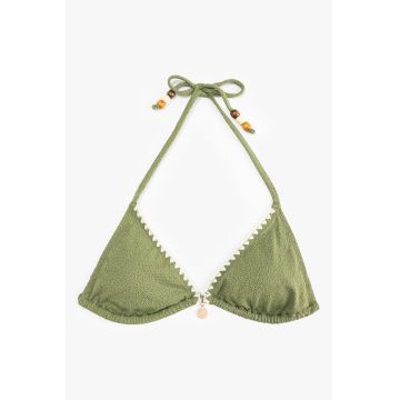 Sutien triunghiular de baie cu broderie si accesoriu Sutien triunghiular de baie cu broderie si accesoriu